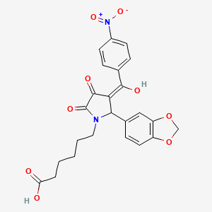 molecular formula C24H22N2O9 B3908094 6-[2-(1,3-benzodioxol-5-yl)-4-hydroxy-3-(4-nitrobenzoyl)-5-oxo-2,5-dihydro-1H-pyrrol-1-yl]hexanoic acid CAS No. 6040-65-9