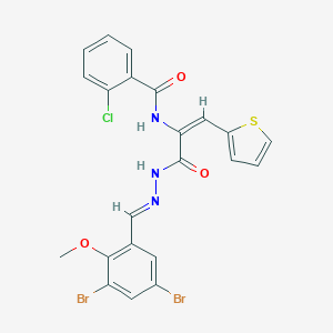 2-chloro-N-[1-{[2-(3,5-dibromo-2-methoxybenzylidene)hydrazino]carbonyl}-2-(2-thienyl)vinyl]benzamide