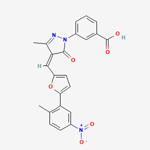 molecular formula C23H17N3O6 B3908138 3-(3-methyl-4-{[5-(2-methyl-5-nitrophenyl)-2-furyl]methylene}-5-oxo-4,5-dihydro-1H-pyrazol-1-yl)benzoic acid 