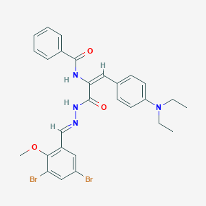 N-{1-{[2-(3,5-dibromo-2-methoxybenzylidene)hydrazino]carbonyl}-2-[4-(diethylamino)phenyl]vinyl}benzamide