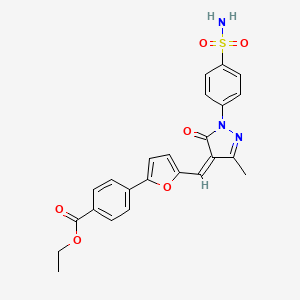 molecular formula C24H21N3O6S B3908155 ethyl 4-[5-({1-[4-(aminosulfonyl)phenyl]-3-methyl-5-oxo-1,5-dihydro-4H-pyrazol-4-ylidene}methyl)-2-furyl]benzoate 