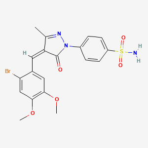 molecular formula C19H18BrN3O5S B3908156 4-[4-(2-bromo-4,5-dimethoxybenzylidene)-3-methyl-5-oxo-4,5-dihydro-1H-pyrazol-1-yl]benzenesulfonamide 