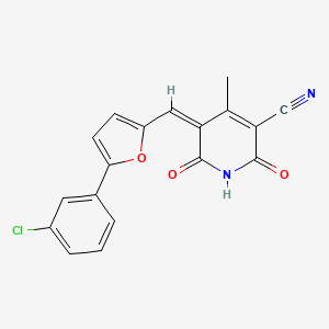molecular formula C18H11ClN2O3 B3908165 5-{[5-(3-chlorophenyl)-2-furyl]methylene}-6-hydroxy-4-methyl-2-oxo-2,5-dihydro-3-pyridinecarbonitrile CAS No. 6041-05-0