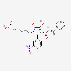 molecular formula C25H24N2O7 B3908182 6-[3-cinnamoyl-4-hydroxy-2-(3-nitrophenyl)-5-oxo-2,5-dihydro-1H-pyrrol-1-yl]hexanoic acid 