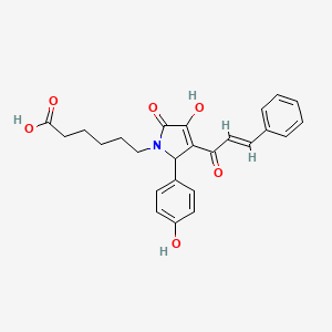 molecular formula C25H25NO6 B3908190 6-[3-cinnamoyl-4-hydroxy-2-(4-hydroxyphenyl)-5-oxo-2,5-dihydro-1H-pyrrol-1-yl]hexanoic acid 