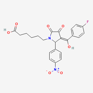 molecular formula C23H21FN2O7 B3908203 6-[3-(4-fluorobenzoyl)-4-hydroxy-2-(4-nitrophenyl)-5-oxo-2,5-dihydro-1H-pyrrol-1-yl]hexanoic acid 