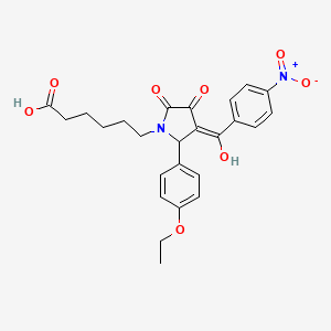 molecular formula C25H26N2O8 B3908210 6-[2-(4-ethoxyphenyl)-4-hydroxy-3-(4-nitrobenzoyl)-5-oxo-2,5-dihydro-1H-pyrrol-1-yl]hexanoic acid 