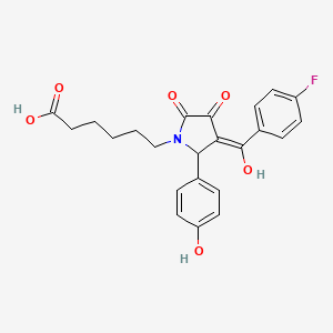 molecular formula C23H22FNO6 B3908215 6-[3-(4-fluorobenzoyl)-4-hydroxy-2-(4-hydroxyphenyl)-5-oxo-2,5-dihydro-1H-pyrrol-1-yl]hexanoic acid 