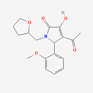 molecular formula C18H21NO5 B3908223 3-acetyl-4-hydroxy-2-(2-methoxyphenyl)-1-(oxolan-2-ylmethyl)-2H-pyrrol-5-one 