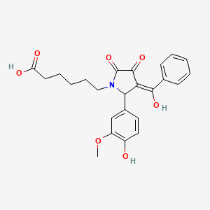 molecular formula C24H25NO7 B3908239 6-[3-benzoyl-4-hydroxy-2-(4-hydroxy-3-methoxyphenyl)-5-oxo-2,5-dihydro-1H-pyrrol-1-yl]hexanoic acid 
