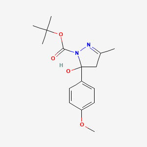 molecular formula C16H22N2O4 B3908256 tert-butyl 5-hydroxy-5-(4-methoxyphenyl)-3-methyl-4,5-dihydro-1H-pyrazole-1-carboxylate 