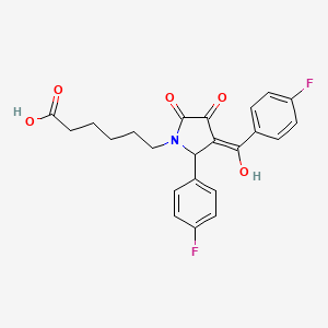 molecular formula C23H21F2NO5 B3908307 6-[3-(4-fluorobenzoyl)-2-(4-fluorophenyl)-4-hydroxy-5-oxo-2,5-dihydro-1H-pyrrol-1-yl]hexanoic acid 