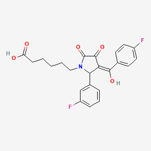 molecular formula C23H21F2NO5 B3908341 6-[3-(4-fluorobenzoyl)-2-(3-fluorophenyl)-4-hydroxy-5-oxo-2,5-dihydro-1H-pyrrol-1-yl]hexanoic acid 