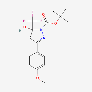 molecular formula C16H19F3N2O4 B3908349 tert-butyl 5-hydroxy-3-(4-methoxyphenyl)-5-(trifluoromethyl)-4,5-dihydro-1H-pyrazole-1-carboxylate 