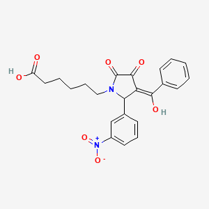 molecular formula C23H22N2O7 B3908356 6-[3-benzoyl-4-hydroxy-2-(3-nitrophenyl)-5-oxo-2,5-dihydro-1H-pyrrol-1-yl]hexanoic acid 