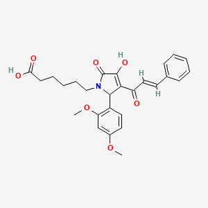 molecular formula C27H29NO7 B3908373 6-[3-cinnamoyl-2-(2,4-dimethoxyphenyl)-4-hydroxy-5-oxo-2,5-dihydro-1H-pyrrol-1-yl]hexanoic acid 