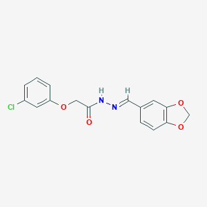 molecular formula C16H13ClN2O4 B390839 N-[(E)-1,3-benzodioxol-5-ylmethylideneamino]-2-(3-chlorophenoxy)acetamide 