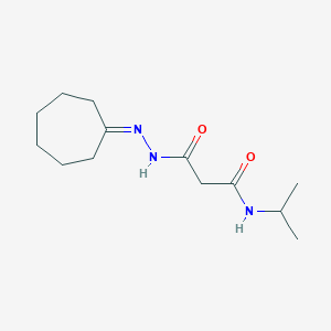 molecular formula C13H23N3O2 B390840 3-(2-cycloheptylidenehydrazino)-N-isopropyl-3-oxopropanamide 