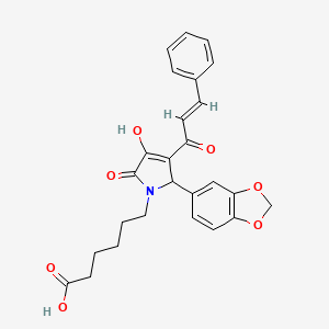 molecular formula C26H25NO7 B3908411 6-[2-(1,3-benzodioxol-5-yl)-3-cinnamoyl-4-hydroxy-5-oxo-2,5-dihydro-1H-pyrrol-1-yl]hexanoic acid 