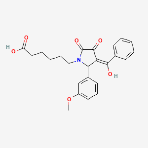 molecular formula C24H25NO6 B3908414 6-[3-benzoyl-4-hydroxy-2-(3-methoxyphenyl)-5-oxo-2,5-dihydro-1H-pyrrol-1-yl]hexanoic acid 