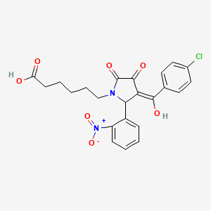 molecular formula C23H21ClN2O7 B3908425 6-[3-(4-chlorobenzoyl)-4-hydroxy-2-(2-nitrophenyl)-5-oxo-2,5-dihydro-1H-pyrrol-1-yl]hexanoic acid 