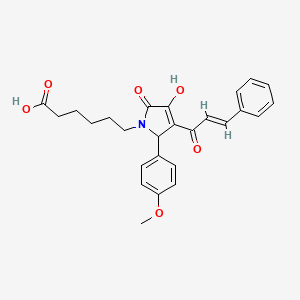 molecular formula C26H27NO6 B3908433 6-[3-cinnamoyl-4-hydroxy-2-(4-methoxyphenyl)-5-oxo-2,5-dihydro-1H-pyrrol-1-yl]hexanoic acid 
