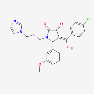 molecular formula C24H22ClN3O4 B3908436 4-(4-chlorobenzoyl)-3-hydroxy-1-[3-(1H-imidazol-1-yl)propyl]-5-(3-methoxyphenyl)-1,5-dihydro-2H-pyrrol-2-one 