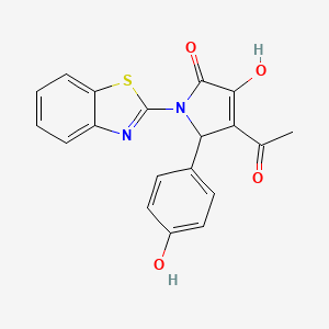 molecular formula C19H14N2O4S B3908463 4-acetyl-1-(1,3-benzothiazol-2-yl)-3-hydroxy-5-(4-hydroxyphenyl)-1,5-dihydro-2H-pyrrol-2-one 