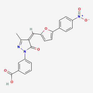 molecular formula C22H15N3O6 B3908466 3-(3-methyl-4-{[5-(4-nitrophenyl)-2-furyl]methylene}-5-oxo-4,5-dihydro-1H-pyrazol-1-yl)benzoic acid 