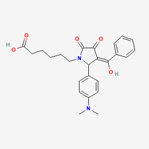 molecular formula C25H28N2O5 B3908478 6-{3-benzoyl-2-[4-(dimethylamino)phenyl]-4-hydroxy-5-oxo-2,5-dihydro-1H-pyrrol-1-yl}hexanoic acid 