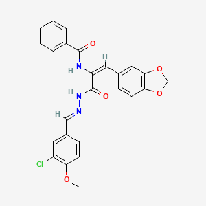 molecular formula C25H20ClN3O5 B3908487 N-(2-(1,3-benzodioxol-5-yl)-1-{[2-(3-chloro-4-methoxybenzylidene)hydrazino]carbonyl}vinyl)benzamide 
