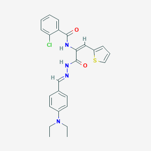 molecular formula C25H25ClN4O2S B390852 2-chloro-N-[1-({2-[4-(diethylamino)benzylidene]hydrazino}carbonyl)-2-(2-thienyl)vinyl]benzamide 