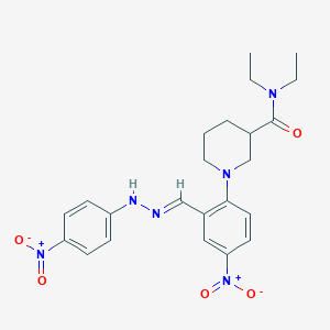 N,N-diethyl-1-[4-nitro-2-(2-{4-nitrophenyl}carbohydrazonoyl)phenyl]-3-piperidinecarboxamide