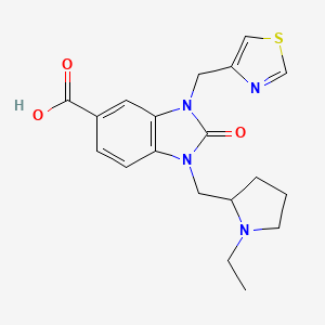 molecular formula C19H22N4O3S B3908625 1-[(1-ethylpyrrolidin-2-yl)methyl]-2-oxo-3-(1,3-thiazol-4-ylmethyl)-2,3-dihydro-1H-benzimidazole-5-carboxylic acid 