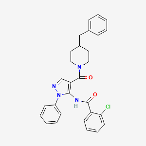 N-{4-[(4-benzyl-1-piperidinyl)carbonyl]-1-phenyl-1H-pyrazol-5-yl}-2-chlorobenzamide