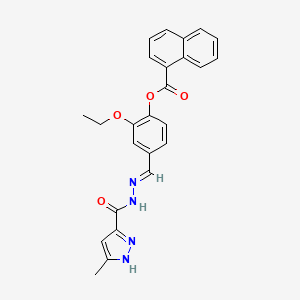 molecular formula C25H22N4O4 B3908648 2-ethoxy-4-{2-[(3-methyl-1H-pyrazol-5-yl)carbonyl]carbonohydrazonoyl}phenyl 1-naphthoate 