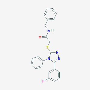 molecular formula C23H19FN4OS B390866 N-benzyl-2-{[5-(3-fluorophenyl)-4-phenyl-4H-1,2,4-triazol-3-yl]sulfanyl}acetamide 