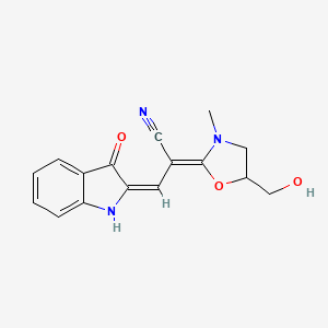 molecular formula C16H15N3O3 B3908701 2-[5-(hydroxymethyl)-3-methyl-1,3-oxazolidin-2-ylidene]-3-(3-oxo-1,3-dihydro-2H-indol-2-ylidene)propanenitrile 