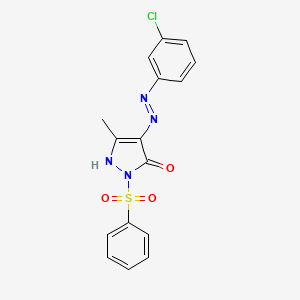 molecular formula C16H13ClN4O3S B3908776 3-methyl-1-(phenylsulfonyl)-1H-pyrazole-4,5-dione 4-[(3-chlorophenyl)hydrazone] 