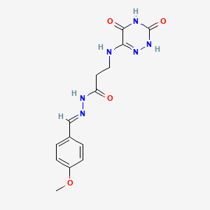 molecular formula C14H16N6O4 B3908785 3-[(3,5-dioxo-2,3,4,5-tetrahydro-1,2,4-triazin-6-yl)amino]-N'-(4-methoxybenzylidene)propanohydrazide 