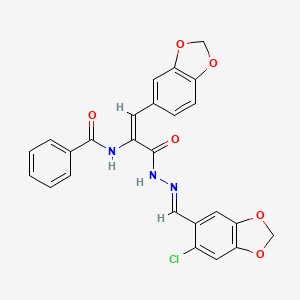 molecular formula C25H18ClN3O6 B3908801 N-[2-(1,3-benzodioxol-5-yl)-1-({2-[(6-chloro-1,3-benzodioxol-5-yl)methylene]hydrazino}carbonyl)vinyl]benzamide 