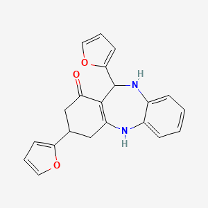 molecular formula C21H18N2O3 B3908805 3,11-di-2-furyl-2,3,4,5,10,11-hexahydro-1H-dibenzo[b,e][1,4]diazepin-1-one 