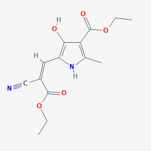ethyl 5-(2-cyano-3-ethoxy-3-oxo-1-propen-1-yl)-4-hydroxy-2-methyl-1H-pyrrole-3-carboxylate