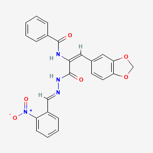 molecular formula C24H18N4O6 B3908833 N-(2-(1,3-benzodioxol-5-yl)-1-{[2-(2-nitrobenzylidene)hydrazino]carbonyl}vinyl)benzamide 
