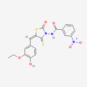 molecular formula C19H15N3O6S2 B3908834 N-[5-(3-ethoxy-4-hydroxybenzylidene)-2-oxo-4-thioxo-1,3-thiazolidin-3-yl]-3-nitrobenzamide 