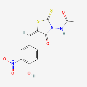 molecular formula C12H9N3O5S2 B3908878 N-[5-(4-hydroxy-3-nitrobenzylidene)-4-oxo-2-thioxo-1,3-thiazolidin-3-yl]acetamide 
