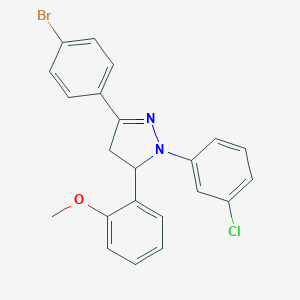 molecular formula C22H18BrClN2O B390888 3-(4-bromophenyl)-1-(3-chlorophenyl)-5-(2-methoxyphenyl)-4,5-dihydro-1H-pyrazole 