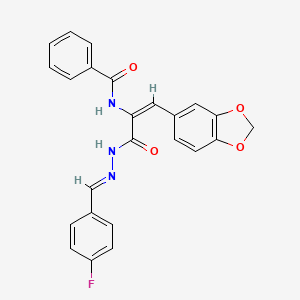 molecular formula C24H18FN3O4 B3908886 N-(2-(1,3-benzodioxol-5-yl)-1-{[2-(4-fluorobenzylidene)hydrazino]carbonyl}vinyl)benzamide 
