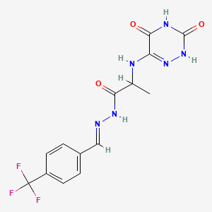 molecular formula C14H13F3N6O3 B3908897 2-[(3,5-dioxo-2,3,4,5-tetrahydro-1,2,4-triazin-6-yl)amino]-N'-[4-(trifluoromethyl)benzylidene]propanohydrazide 