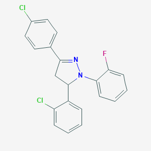 5-(2-chlorophenyl)-3-(4-chlorophenyl)-1-(2-fluorophenyl)-4,5-dihydro-1H-pyrazole